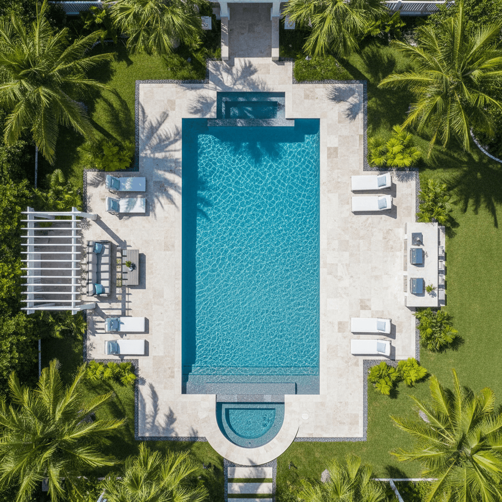 Resort-style backyard with pool and professional landscaping