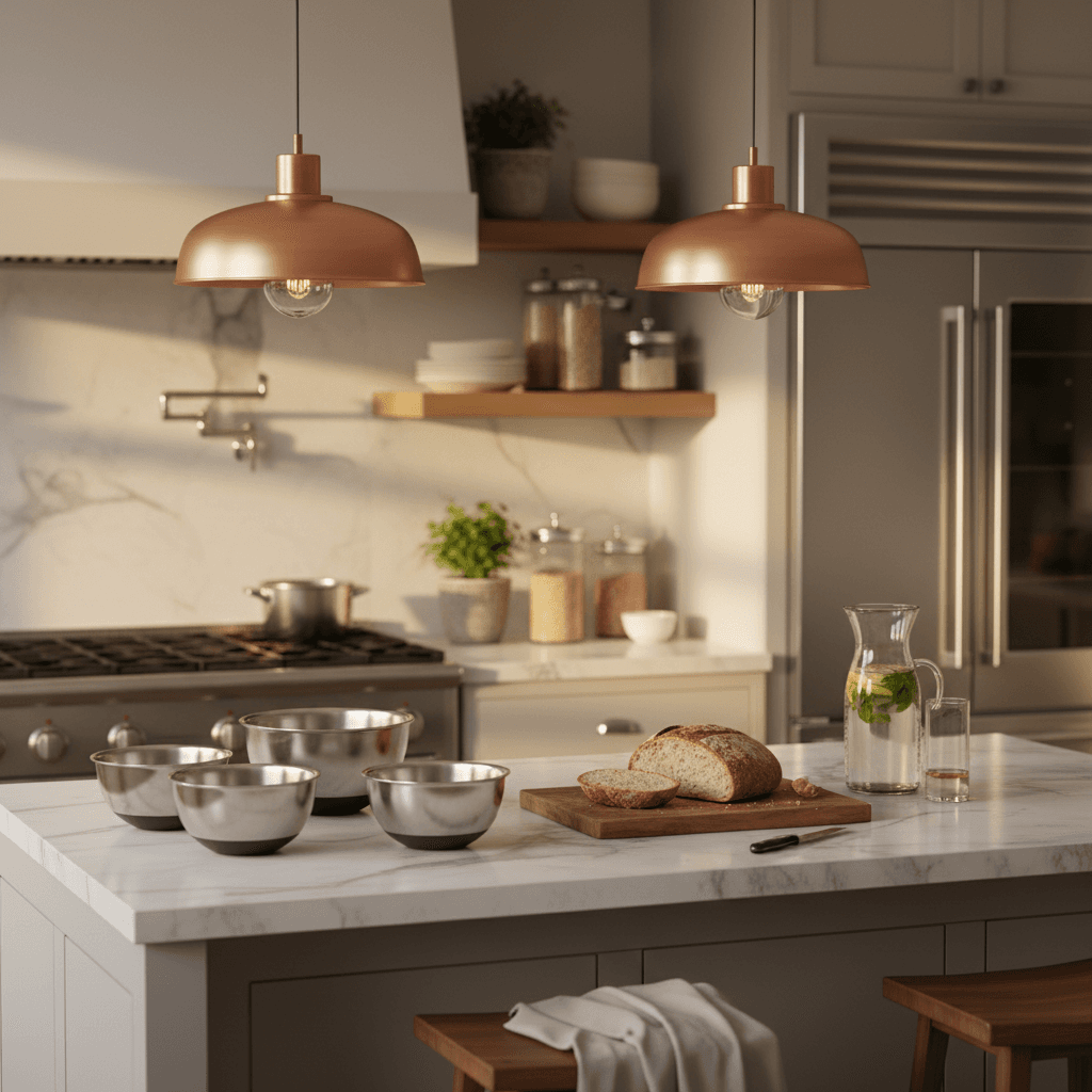 Luxury kitchen with island and professional appliances