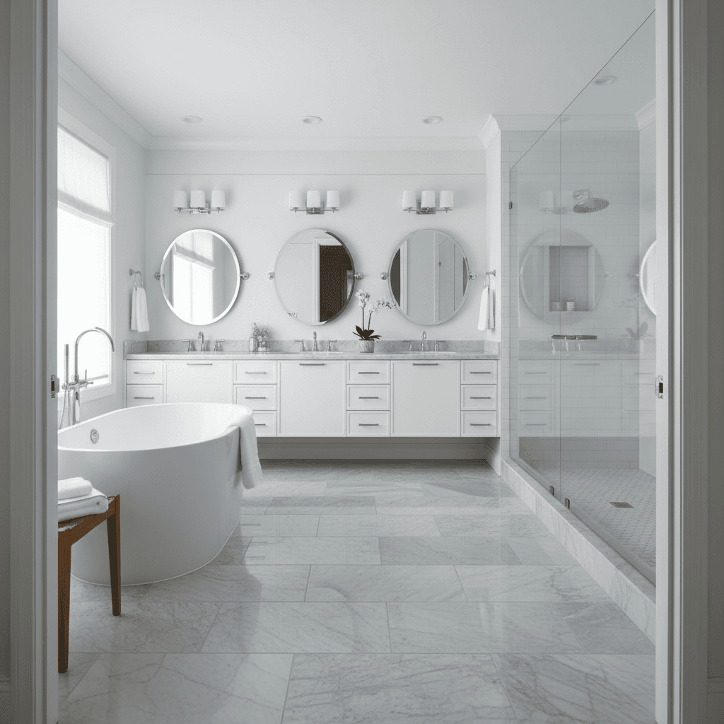 Spa-inspired master bathroom with double vanity